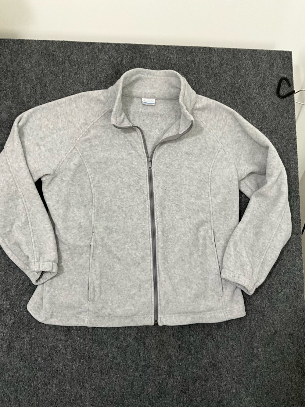 Columbia Light Gray Teddy Fleece Full-Zip Jacket Size 2X